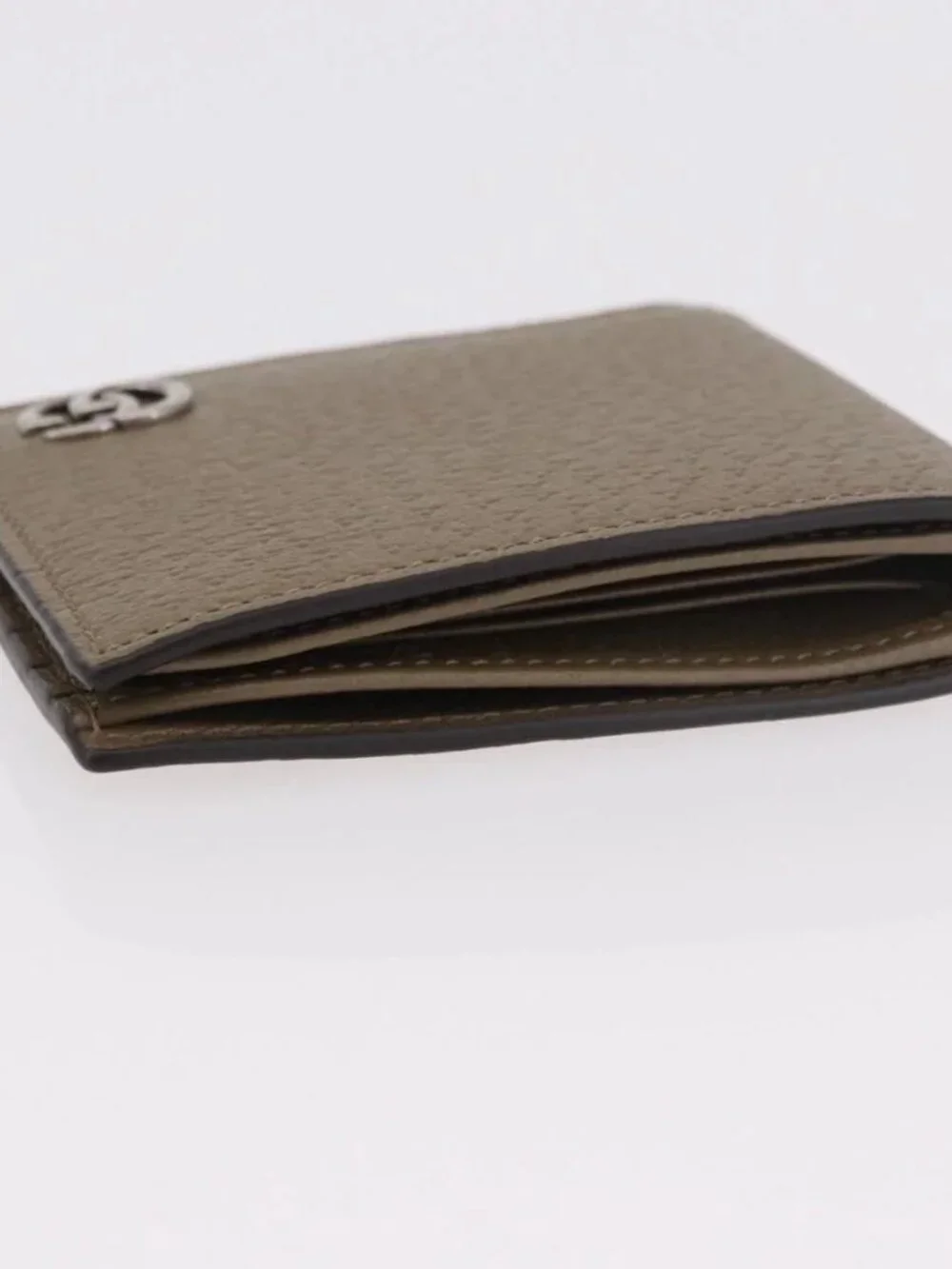 GUCCI GG Marmont Wallet Leather Beige Silver 428726 Auth 186156M